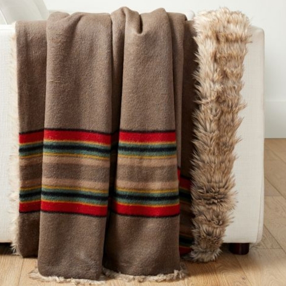 Pottery Barn x Pendleton Yakima Faux Fur Back Stripe Throw